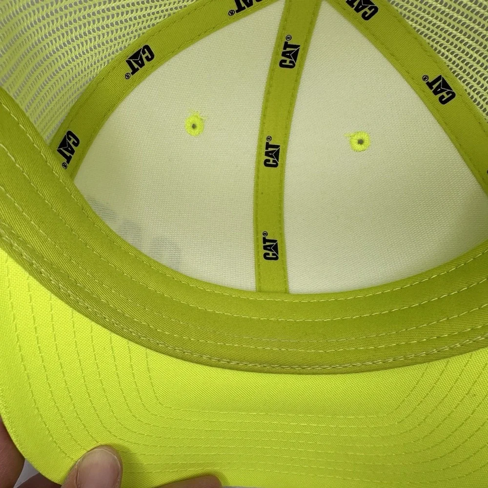 Cat Caterpillar High Visibility Neon Yellow Logo‎ Trucker Hat One Size Fits Most